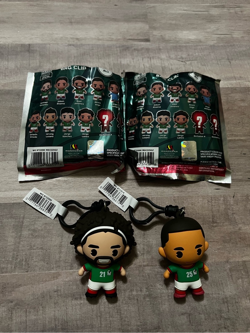 Mexico Figural Bag Clip Chase Pair Cesar Huerta #21 Roberto Alvarado #25